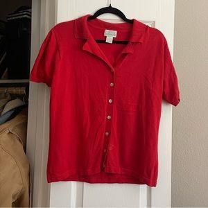 Vintage Collard Red Short Sleeved Top